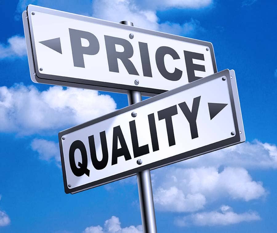 Price und Quality auf dem Schild